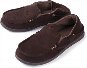 img 4 attached to Men'S Memory Foam House Shoes, Zizor Comfy Moccasin Slippers, Indoor Outdoor Casual Slip On Loafer Drop Heel