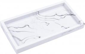 img 4 attached to MEGREZ Vanity Tray, Bathroom Tray Toilet Tank Storage Tray, Resin Marble Pattern Bathroom Tray Organizer, White Vanity Countertop Tray For Collecting Shampoo Jewelry, Cosmetic, Lipstick, Mini