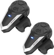 🎧 betowey bt-s3 v5.0 motorcycle bluetooth headset 2 pack - 1000m intercom range, fm radio, helmet communication system with boom mic logo