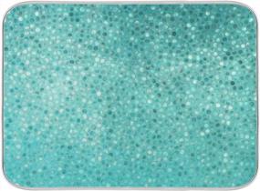 img 4 attached to Absorbent Machine Washable Turquoise Dish Drying Mat For Kitchen 18X24 Inch - Blue Mosaic Stone Marble Design For Fast Drying Pad And Dish Drainer On Kitchen Counter