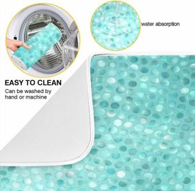 img 3 attached to Absorbent Machine Washable Turquoise Dish Drying Mat For Kitchen 18X24 Inch - Blue Mosaic Stone Marble Design For Fast Drying Pad And Dish Drainer On Kitchen Counter
