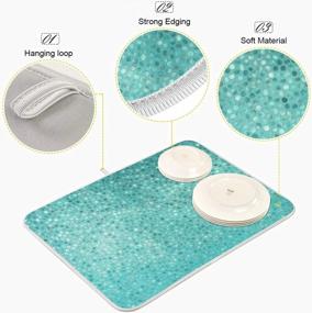 img 1 attached to Absorbent Machine Washable Turquoise Dish Drying Mat For Kitchen 18X24 Inch - Blue Mosaic Stone Marble Design For Fast Drying Pad And Dish Drainer On Kitchen Counter
