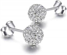 img 4 attached to Sparkle And Shine With RIVERTREE Sterling Silver Crystal Stud Earrings Inspired By Shamballa