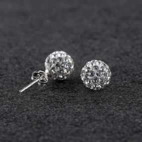 img 1 attached to Sparkle And Shine With RIVERTREE Sterling Silver Crystal Stud Earrings Inspired By Shamballa