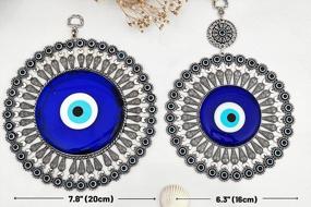 img 3 attached to Erbulus Large Glass Turkish Blue Evil Eye Wall Hanging Ornament With Little Hearts – Turkish Nazar Bead - Home Protection Charm With Hamsa Keychain - Wall Decor Amulet In A Box (X-Large)