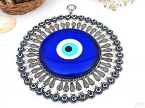 img 2 attached to Erbulus Large Glass Turkish Blue Evil Eye Wall Hanging Ornament With Little Hearts – Turkish Nazar Bead - Home Protection Charm With Hamsa Keychain - Wall Decor Amulet In A Box (X-Large)