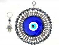 erbulus large glass turkish blue evil eye wall hanging ornament with little hearts – turkish nazar bead - home protection charm with hamsa keychain - wall decor amulet in a box (x-large) logo