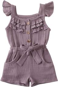 img 4 attached to Merqwadd Baby Jumpsuits with Flutter Sleeves for Girls - Jumpsuits & Rompers