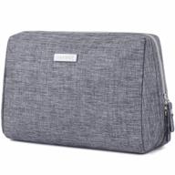 spacious grey makeup bag with zipper - perfect cosmetic organizer for women and girls on travel (large) логотип