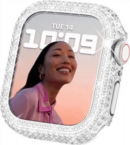 img 4 attached to Sparkling Silver Surace Apple Watch Case 40mm - Series 6/5/4/3/2/1 Bling Cover with 200+ Crystal Diamonds for 38mm-44mm Sizes