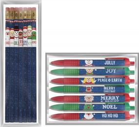 img 4 attached to 7 USA Made #2 Pencils And 7 Black Ink Pens With Christmas Designs - Toys For Tots Holiday Pen/Pen Set Stocking Stuffer For Kids, School, Home Or Office.