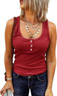 yacooh women's ribbed tank tops - racerback henley buttons, sleeveless cami for casual chic style logo