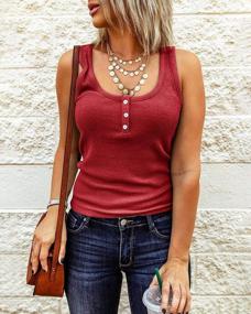 img 3 attached to Yacooh Women'S Ribbed Tank Tops - Racerback Henley Buttons, Sleeveless Cami For Casual Chic Style