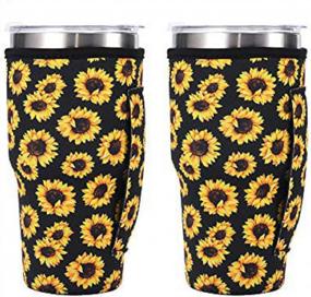 img 4 attached to Neoprene Insulated Cup Sleeves - 2-Pack Reusable Covers For 30Oz Starbucks & Dunkin Donuts Cups - Keep Your Iced Coffee Extra Cold (Cup Sleeve Holders Only)