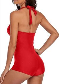 img 2 attached to Elegant Inspired Ruched Monokini Boy-Leg One Piece Swimsuit By EBuddy