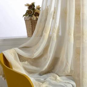 img 3 attached to Enhance Your Home With VOGOL'S Elegant Beige Floral Embroidered Sheer Curtains - Perfect For Living Room And Bedroom Windows