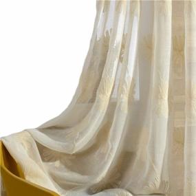 img 4 attached to Enhance Your Home With VOGOL'S Elegant Beige Floral Embroidered Sheer Curtains - Perfect For Living Room And Bedroom Windows