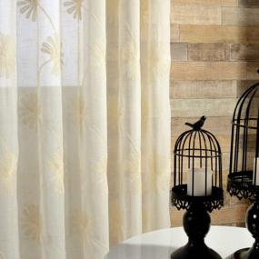 img 1 attached to Enhance Your Home With VOGOL'S Elegant Beige Floral Embroidered Sheer Curtains - Perfect For Living Room And Bedroom Windows