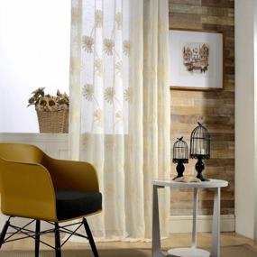 img 2 attached to Enhance Your Home With VOGOL'S Elegant Beige Floral Embroidered Sheer Curtains - Perfect For Living Room And Bedroom Windows
