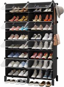 img 4 attached to MAGINELS Shoe Rack Organizer For Entryway Closet Expandable 32 Pairs 8 Tier Shoe Storage Cabinet Narrow Standing Stackable Space Saver Shoe Rack For Entryway, Hallway And Closet,Grey