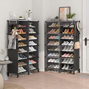 img 3 attached to MAGINELS Shoe Rack Organizer For Entryway Closet Expandable 32 Pairs 8 Tier Shoe Storage Cabinet Narrow Standing Stackable Space Saver Shoe Rack For Entryway, Hallway And Closet,Grey