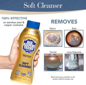 img 2 attached to 🧽 Ultimate Stainless Steel Cleaner & Cooktop Cleaner Bundle: Bar Keeper Soft Cleanser, Non-Scratch Scrub, Gloves, Sponge, Cleaning Guide (8-Pack) – Ideal for Pan, Sink, Rust Stain, Cookware