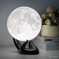 🌕 brightworld moon lamp 5.9 inch - 3d printed night light for kids, usb rechargeable & touch control - perfect gift for girls, boys, and women - adjustable brightness - warm & cool white color (black hand stand) логотип