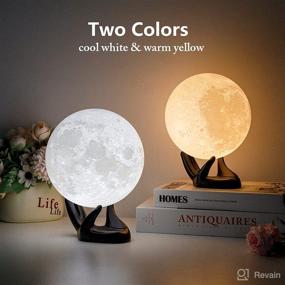 img 3 attached to 🌕 BRIGHTWORLD Moon Lamp 5.9 inch - 3D Printed Night Light for Kids, USB Rechargeable & Touch Control - Perfect Gift for Girls, Boys, and Women - Adjustable Brightness - Warm & Cool White Color (Black Hand Stand)