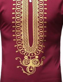 img 1 attached to Gold Print Dashiki Shirt - Traditional African Men'S Luxury Clothing By LucMatton