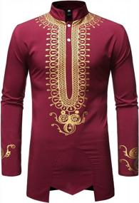 img 4 attached to Gold Print Dashiki Shirt - Traditional African Men'S Luxury Clothing By LucMatton