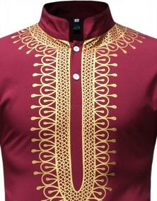 img 2 attached to Gold Print Dashiki Shirt - Traditional African Men'S Luxury Clothing By LucMatton