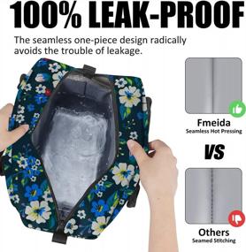 img 1 attached to Стильные и прочные водонепроницаемые сумки для обеда для женщин с передним и задним карманами - цветочный дизайн и теплоизоляция для повседневного использования