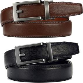 img 2 attached to 👔 Upgrade Your Style with Ratchet Click Comfort Adjustable Buckle Men's Belts!