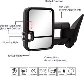 img 3 attached to Switchback Towing Mirror For Silverado Sierra - Compatible With 2007-2013 Chevy Silverado GMC Sierra With Power Adjusted Heated Glass Turn Signal Light Backup Lamp Extendable Pair