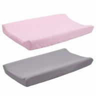 belsden 2 pack microfiber soft changing pad cover set, with 2 considerate safety belt holes, durable diaper change table sheet set for baby boys girls, 16''x32''x8'', pink & grey colors logo