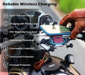 img 3 attached to 📱 WINDFRD Aluminum Motorcycle Phone Mount with 15W Fast Wireless Charging, Vibration Dampening, Waterproof Qi Technology, Anti-Theft for Harley Davidson and Motorcycle Handlebars