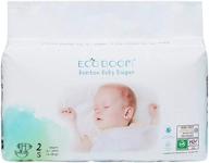 👶 eco boom bamboo viscose baby diapers: 100% natural, safe, and organic disposable diapers for sensitive skin - size 2 (6-16lb) pure white eco diaper - 36 count logo