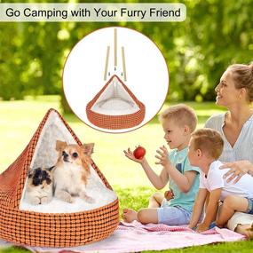 img 3 attached to 🐶 Cozy Hooded Burrowing Cave Dog Bed by OYSMY - Small Medium Pet Tent Bed for Dogs and Cats, Washable Calming Donut Bed with Slip-Resistant Bottom, Ideal for Anxiety Relief