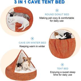 img 2 attached to 🐶 Cozy Hooded Burrowing Cave Dog Bed by OYSMY - Small Medium Pet Tent Bed for Dogs and Cats, Washable Calming Donut Bed with Slip-Resistant Bottom, Ideal for Anxiety Relief