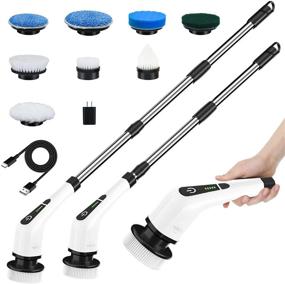 img 4 attached to Leebein Electric Spin Scrubber 2022: Cordless Cleaning Brush with 8 Replaceable Drill Brush Heads for Bathroom, Kitchen, Car - 54 Inch Adjustable Handle!