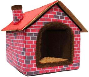 img 4 attached to Ushang Pet Luxury Indoor Dog House for Medium & Large Dogs | Cozy Red Brick Warmth with Soft Pillow | Size L 26 x 24 x 22 inch