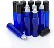 10ml roller bottles 12pack cobalt blue thick glass essential oil roller bottles stainless steel roller ball with 2 droppers логотип