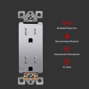 img 2 attached to ENERLITES, Silver Elite Series Decorator Receptacle Outlet Child Safe Tamper-Resistant, Self-Grounding, 2-Pole, Residential Grade, 15A 125V, UL Listed, 61501-TR-SV