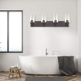 img 2 attached to Industrial Farmhouse 4-Light Bathroom Vanity Fixture In Oil Rubbed Bronze - Wall Mounted Sconces For Kitchen, Dining Room - Patent No.: US D958,438 S