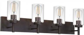 img 3 attached to Industrial Farmhouse 4-Light Bathroom Vanity Fixture In Oil Rubbed Bronze - Wall Mounted Sconces For Kitchen, Dining Room - Patent No.: US D958,438 S
