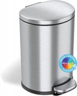 itouchless softstep 2 gallon small semi-round bathroom step trash can with removable inner bucket and absorbx odor filter, stainless steel, 7 liter pedal garbage bin for bedroom, office cubicle logo