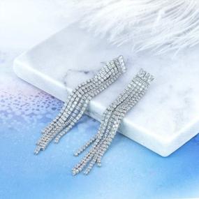 img 3 attached to Elegant Bohemian Fringe Earrings - YOQUCOL CZ Crystal Tassel Chain Dangle Drop For Women & Girls