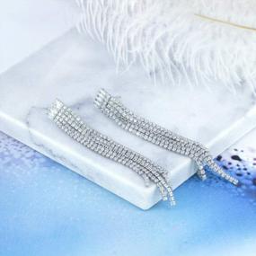 img 1 attached to Elegant Bohemian Fringe Earrings - YOQUCOL CZ Crystal Tassel Chain Dangle Drop For Women & Girls