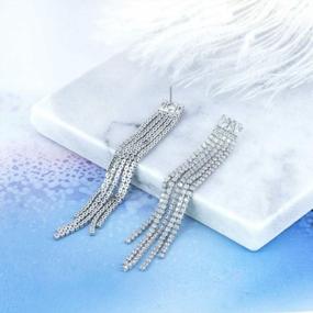 img 2 attached to Elegant Bohemian Fringe Earrings - YOQUCOL CZ Crystal Tassel Chain Dangle Drop For Women & Girls