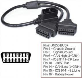 img 3 attached to Обновите диагностику автомобиля с помощью 16-контактного разветвителя удлинительного кабеля OBD2 - от мужчины к двойному женскому Y-кабелю - 50 см